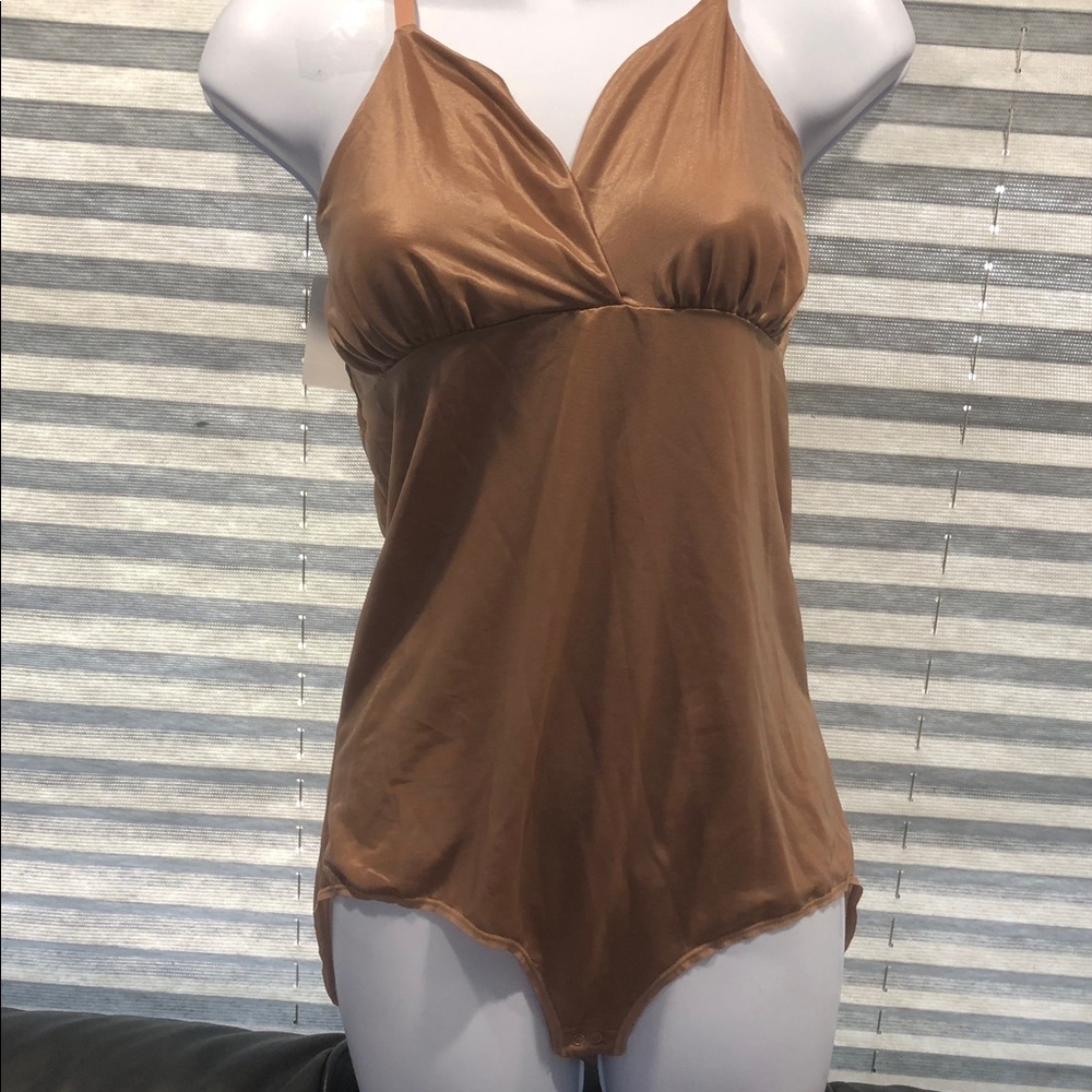 SKIMS Dusty Rose Brown Satin-Effect Camisole Bodysuit